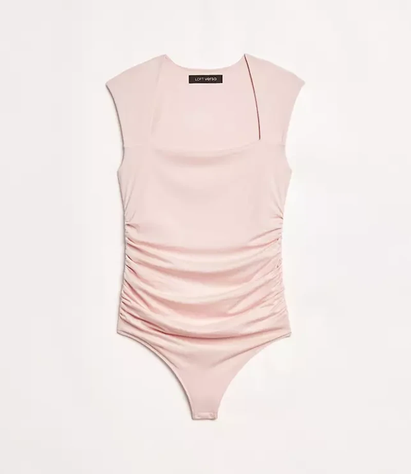 Petite LOFT Versa 360 Knit Ruched Square Neck Bodysuit