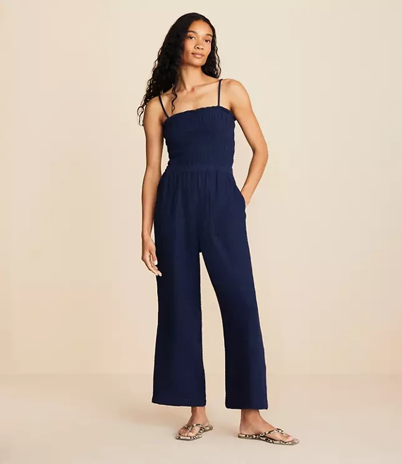 Lou & Grey Smocked Triple Cloth Jumpsuit