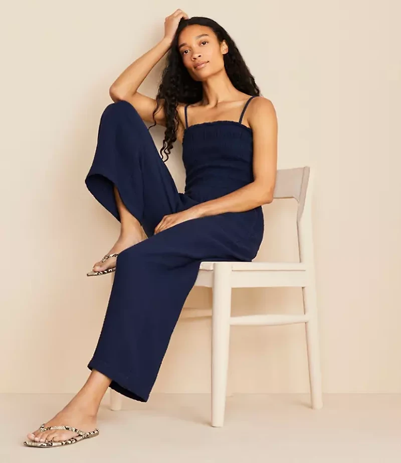 Lou & Grey Smocked Triple Cloth Jumpsuit
