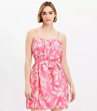 Leafed Pleated Mini Pocket Dress