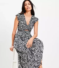 Petite LOFT Beach Paisley Cutout Tiered Maxi Dress