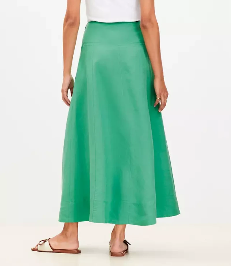 Petite Linen Blend Seamed Maxi Skirt