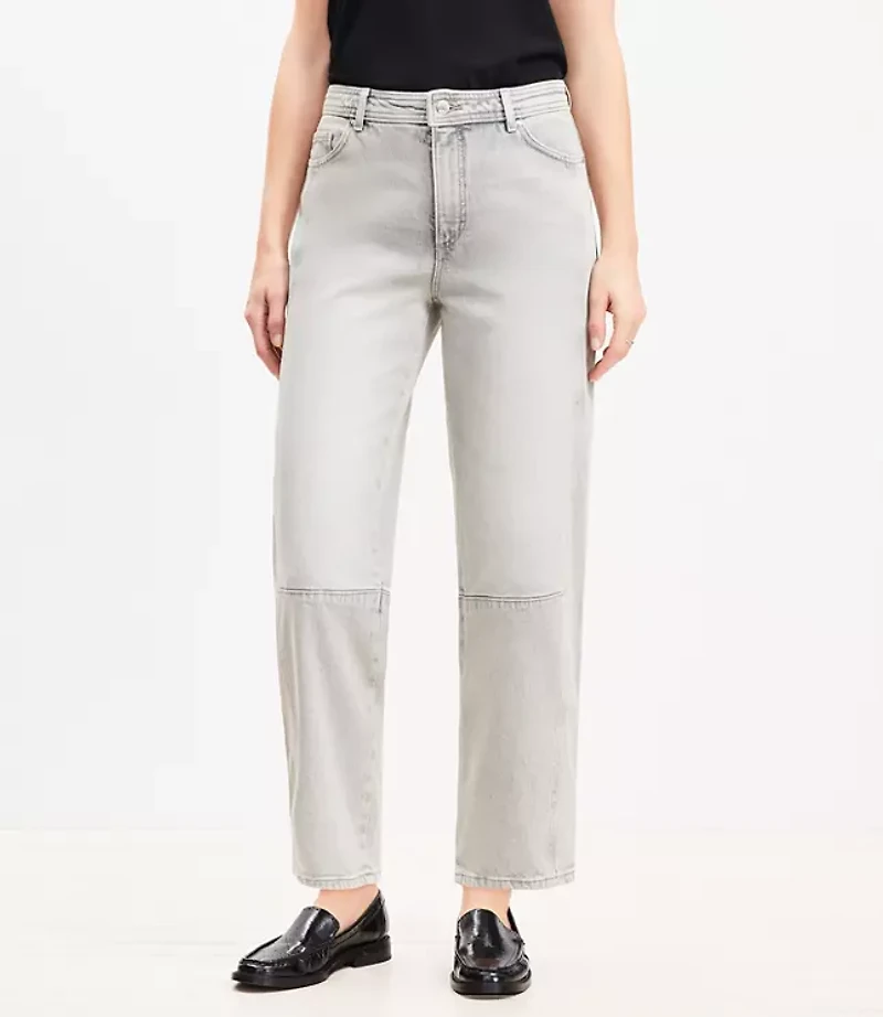 Petite High Rise Barrel Jeans Vintage Grey Wash