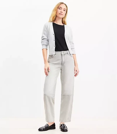 Petite High Rise Barrel Jeans Vintage Grey Wash