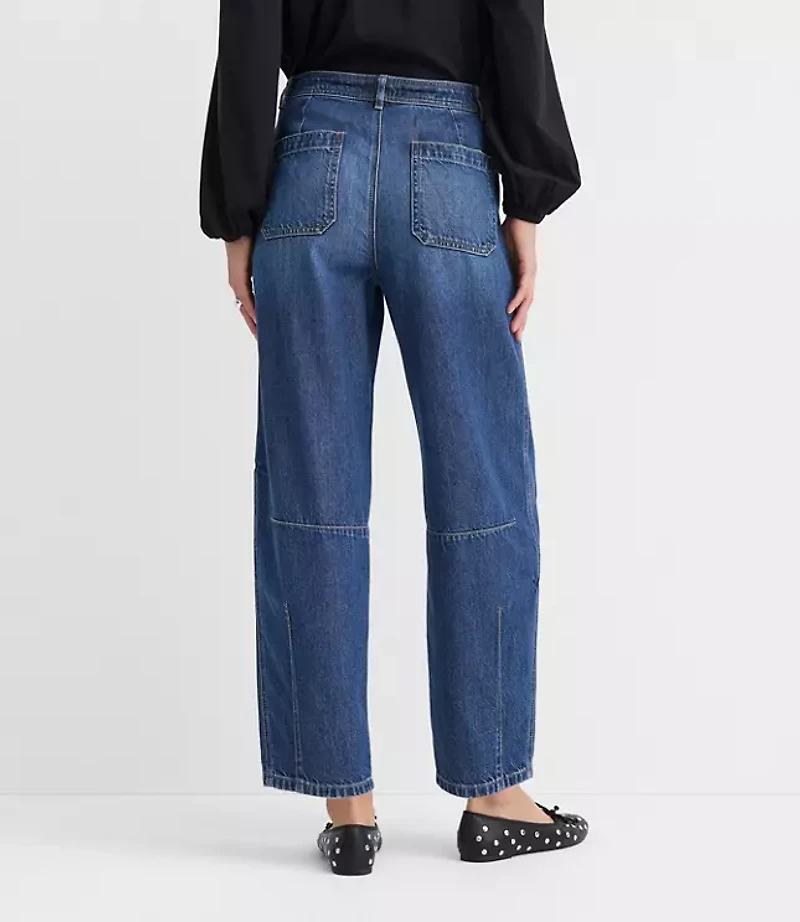 Curvy High Rise Barrel Jeans Dark Wash