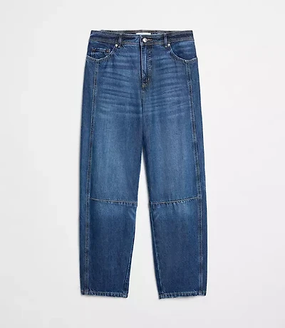 Curvy High Rise Barrel Jeans Dark Wash