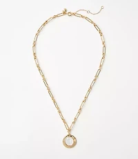 Modern Mother Of Pearl Circle Pendant Necklace