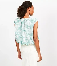 Petite Floral V-Neck Bubble Hem Top