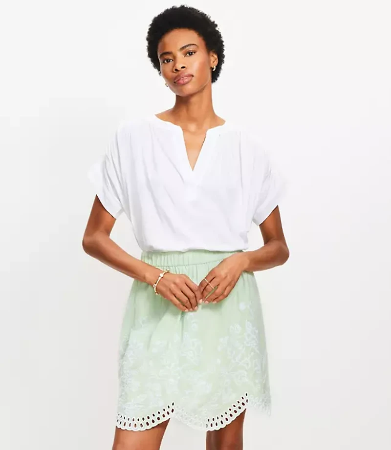 Split Neck Mixed Media Top