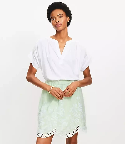 Split Neck Mixed Media Top