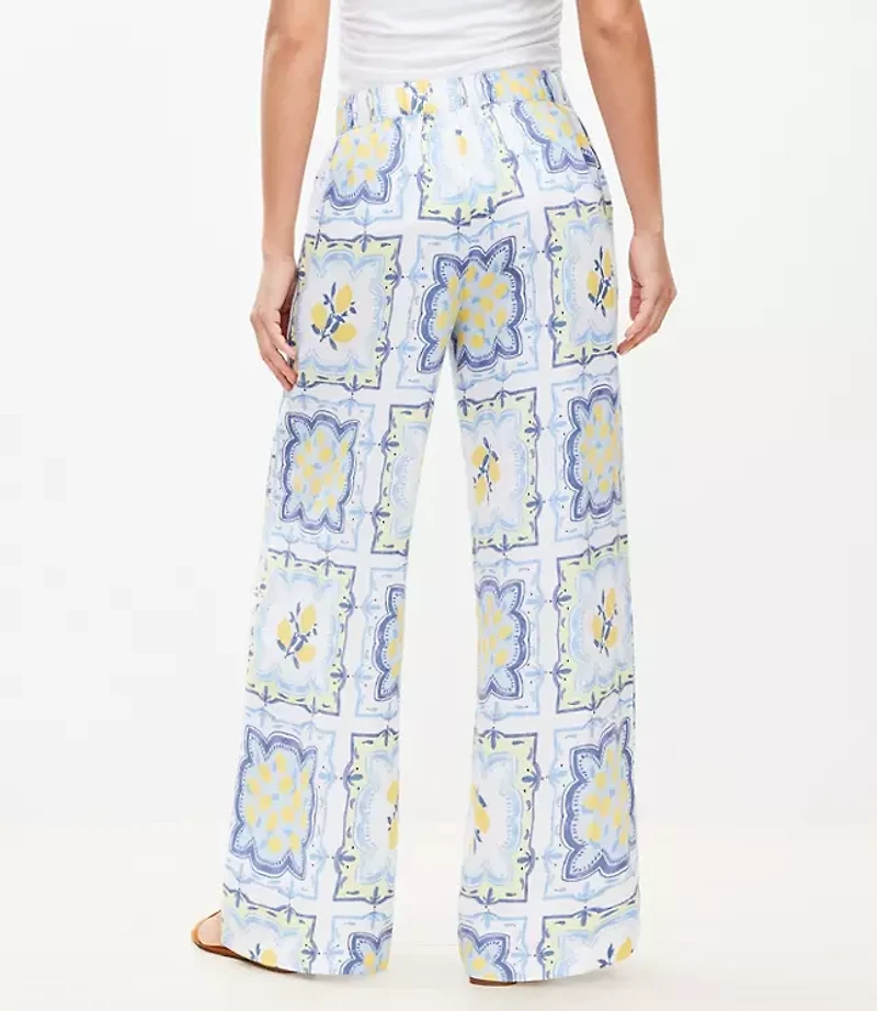 Lemon Pull On Wide Leg Pants in Linen Blend