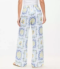 Lemon Pull On Wide Leg Pants in Linen Blend