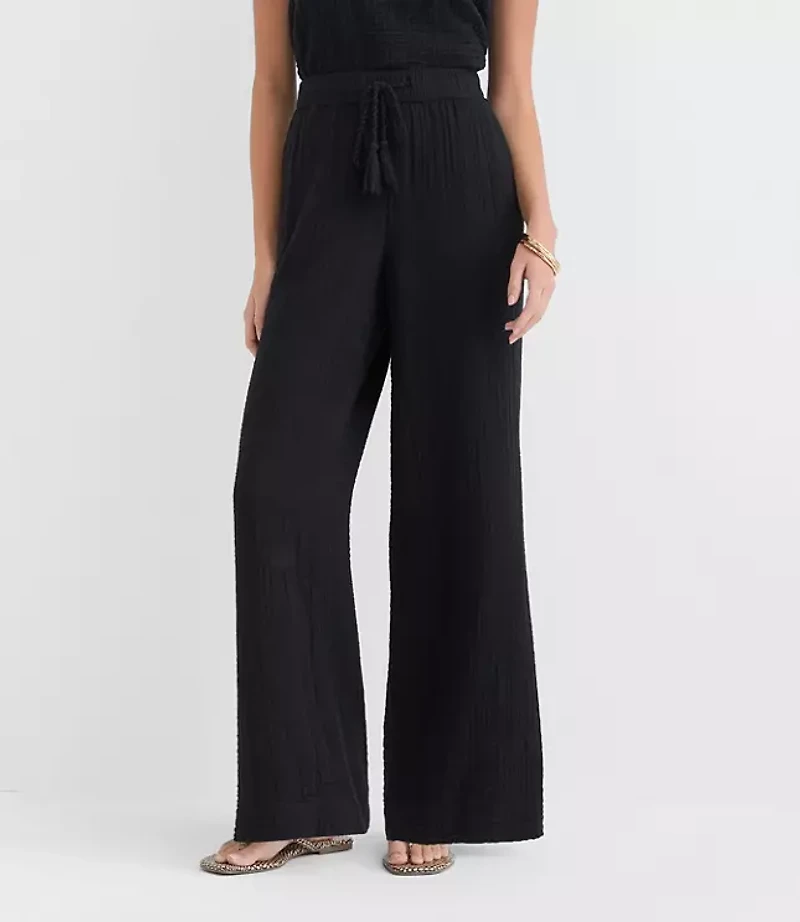 Petite LOFT Beach Triple Cloth Wide Leg Pants