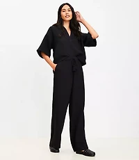 Petite LOFT Beach Triple Cloth Wide Leg Pants