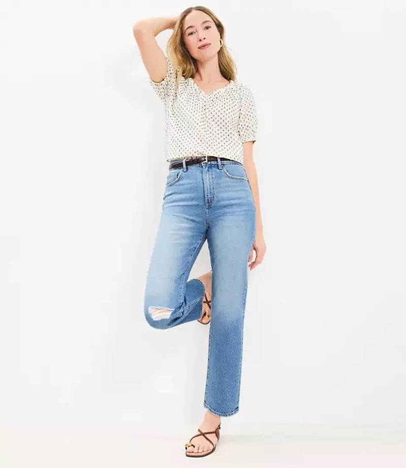 Petite Clip Mixed Media V-Neck Top