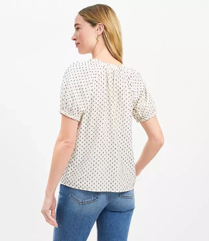 Petite Clip Mixed Media V-Neck Top