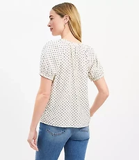 Petite Clip Mixed Media V-Neck Top