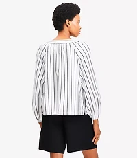 Striped Lace Up Blouse