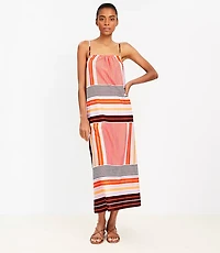 Petite LOFT Beach Striped Crisscross Back Maxi Dress