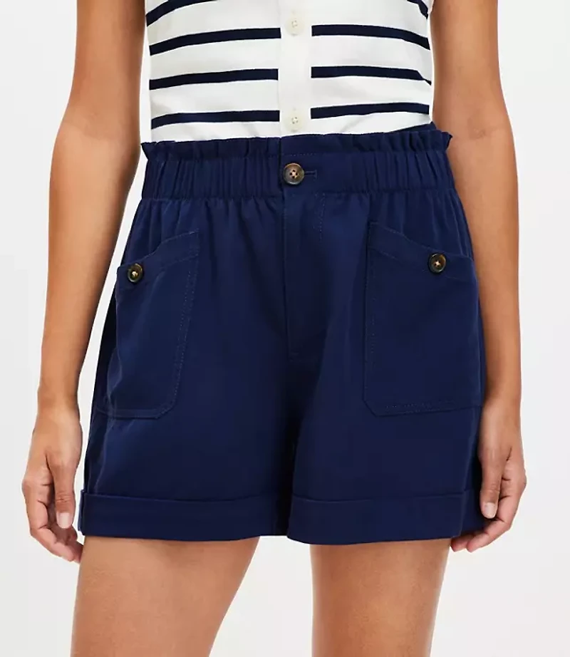 Petite Cuffed Utility Shorts Twill