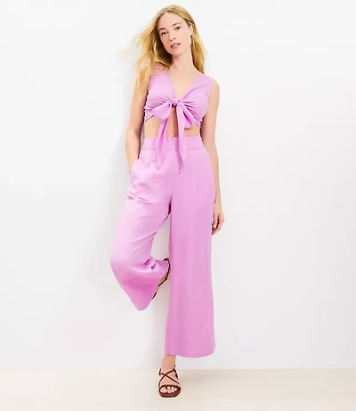 Petite LOFT Beach Linen Blend Wide Leg Pants