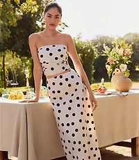 Petite Dotted Midi Skirt