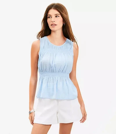 Plaid Smocked Peplum Top