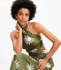 LOFT Beach Sunny Linen Cotton Cutout Midi Halter Dress