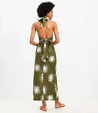 LOFT Beach Sunny Linen Cotton Cutout Midi Halter Dress