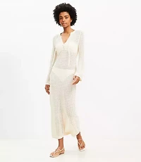 LOFT Beach Pointelle Tie Neck Maxi Swimsuit Coverup