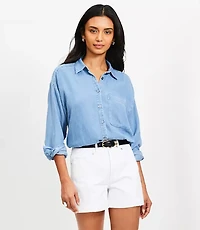 Petite Chambray Everyday Oversized Pocket Shirt
