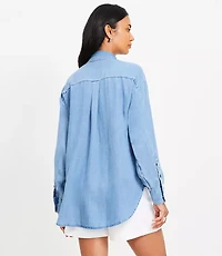 Petite Chambray Everyday Oversized Pocket Shirt