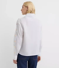 Button Sleeve Mock Neck Shirt
