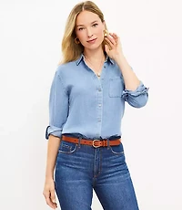 Petite Chambray Everyday Relaxed Pocket Shirt