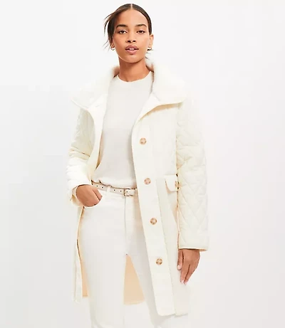 Shearling Mixed Media Coat
