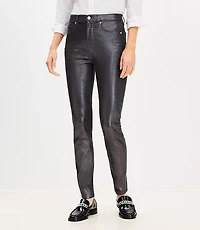 Petite Coated High Rise Skinny Jeans Pewter Metallic