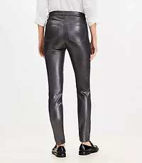 Petite Coated High Rise Skinny Jeans Pewter Metallic