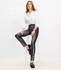 Petite Coated High Rise Skinny Jeans Pewter Metallic