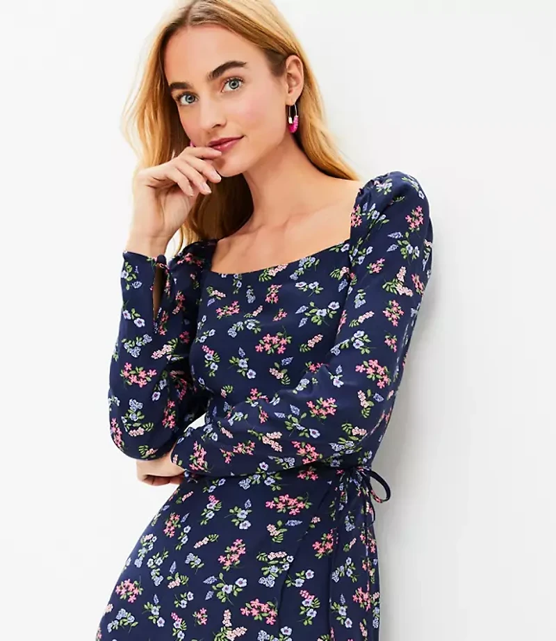 Square Neck Wrap Dress