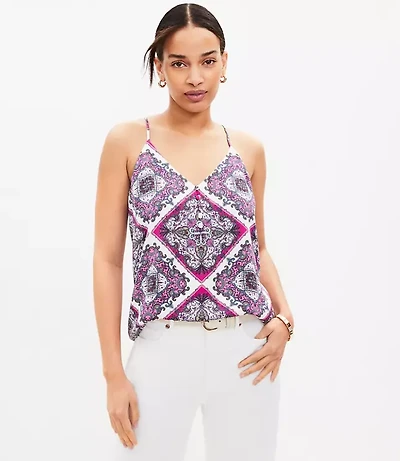 Geo Covered Button Strappy Cami