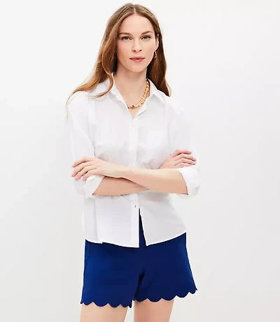 Riviera Shorts Scalloped Linen Cotton