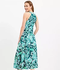 Paisley Keyhole Halter Midi Dress