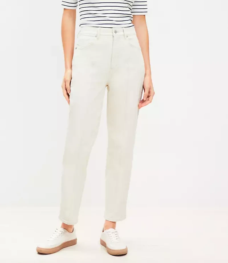 Tall Pintucked High Rise Straight Jeans in Popcorn