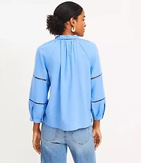 Petite Cutout Linen Blend V-Neck Top