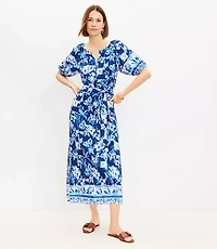Petite Corfu Weekend Puff Sleeve Midi Dress