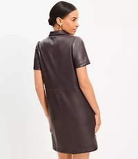 Faux Leather Pocket Shift Dress