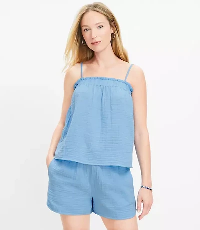 Petite LOFT Beach Triple Cloth Ruffle Tank Top