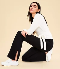 Petite Lou & Grey Side Slit V-Waist Sporty Ponte Flare Pants