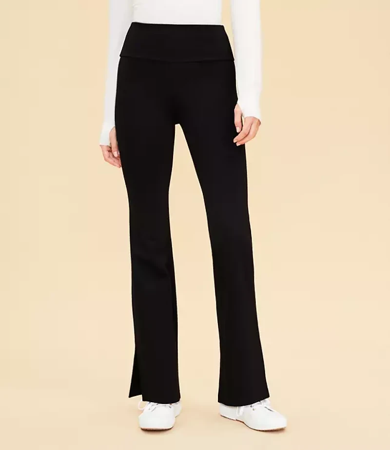 Petite Lou & Grey Side Slit V-Waist Sporty Ponte Flare Pants