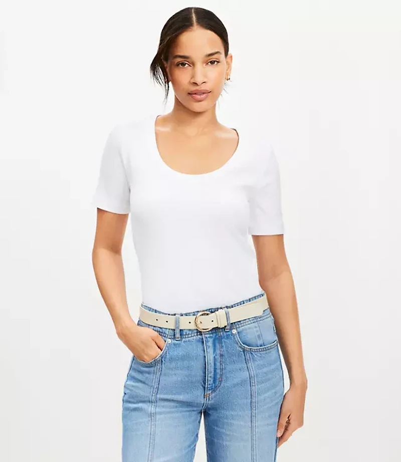 Ribbed Scoop Neck Tee
